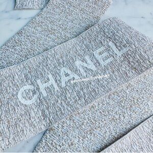 Chanel Limited Edition cream and gold tweed extra wide wrapping ribbon